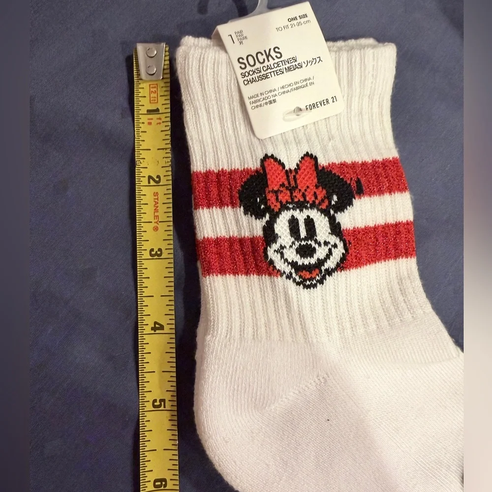 Disney x Forever 21 Red Striped Minnie Mouse Socks